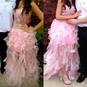 Cotton Candy Pink Hi-Lo Prom Dress